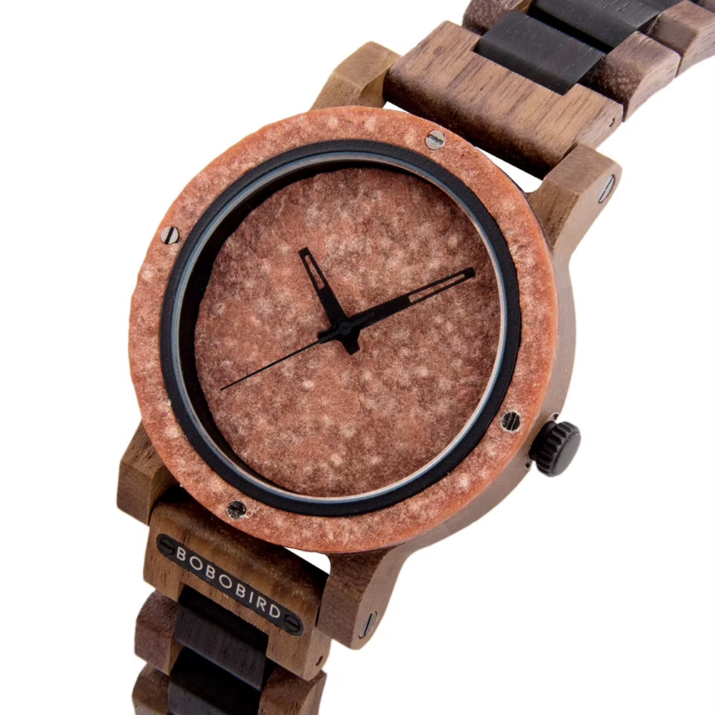 New Design Marble Stone Wooden Watches Men Christmas Gifts Japan Movement Quartz Wristwatches Timepieces Dropshipping
