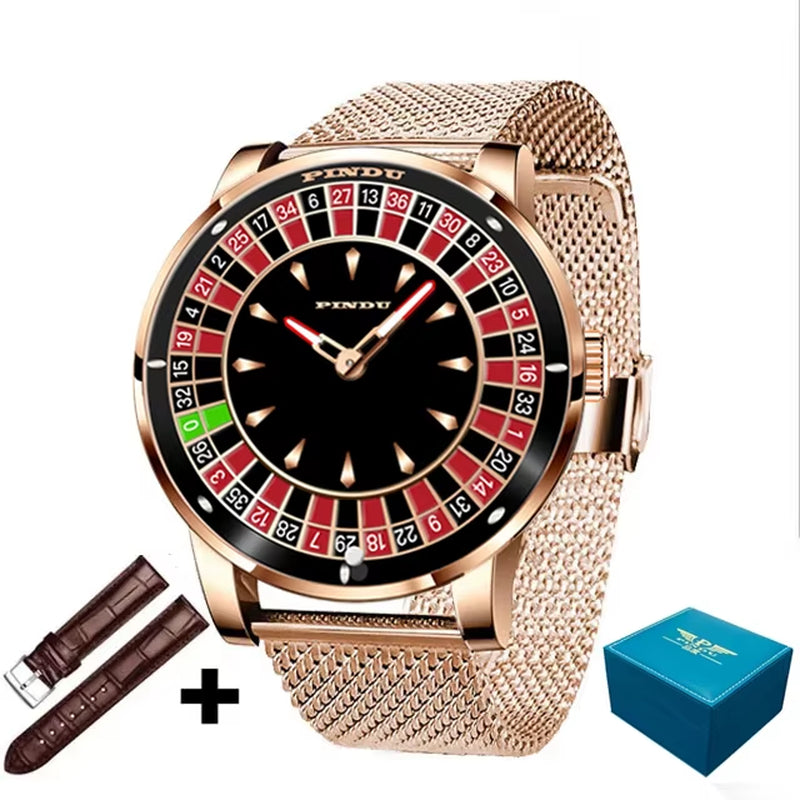 INDU Design Watch NH35A Automatic Mechanical Wristwatches Las Vegas Roulette Diamond Luminous ointer Montre Homme