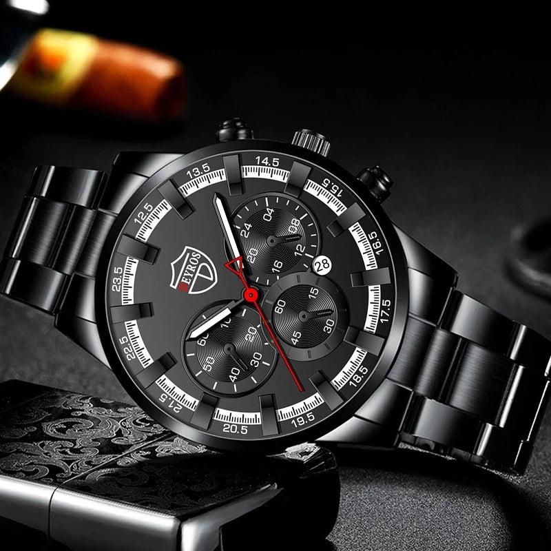Luxury Mens Watches Men Business Stainless Steel Calendar Date Quartz Wristwatch Male Casual Luminous Hands Clock Montre Homme