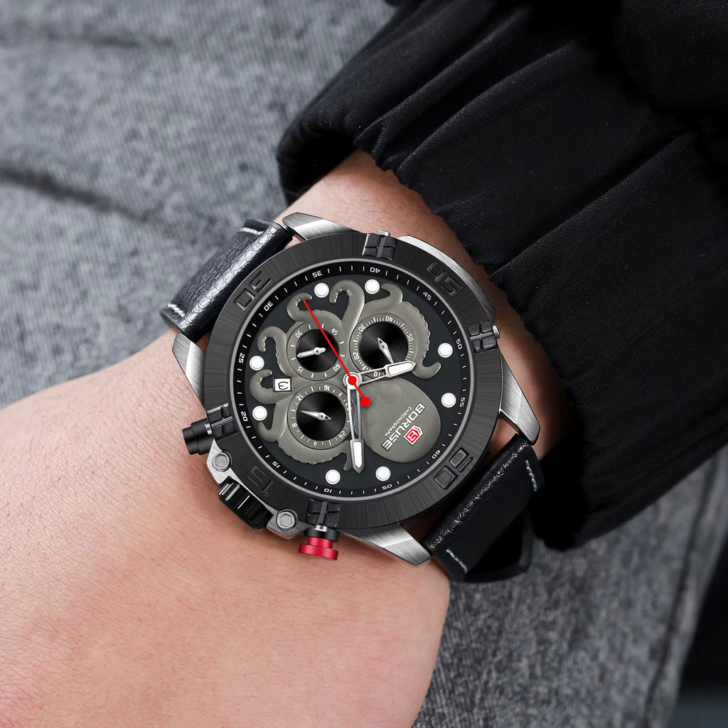 Mens Fashion Octopuses Waterproof Quartz Watches Luxury Men Leather Watch Luminous Male Sports Clock Montre Homme