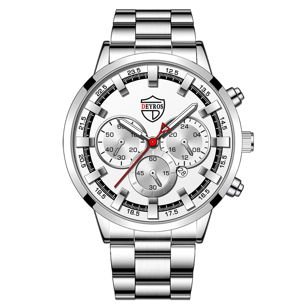 Luxury Mens Watches Men Business Stainless Steel Calendar Date Quartz Wristwatch Male Casual Luminous Hands Clock Montre Homme