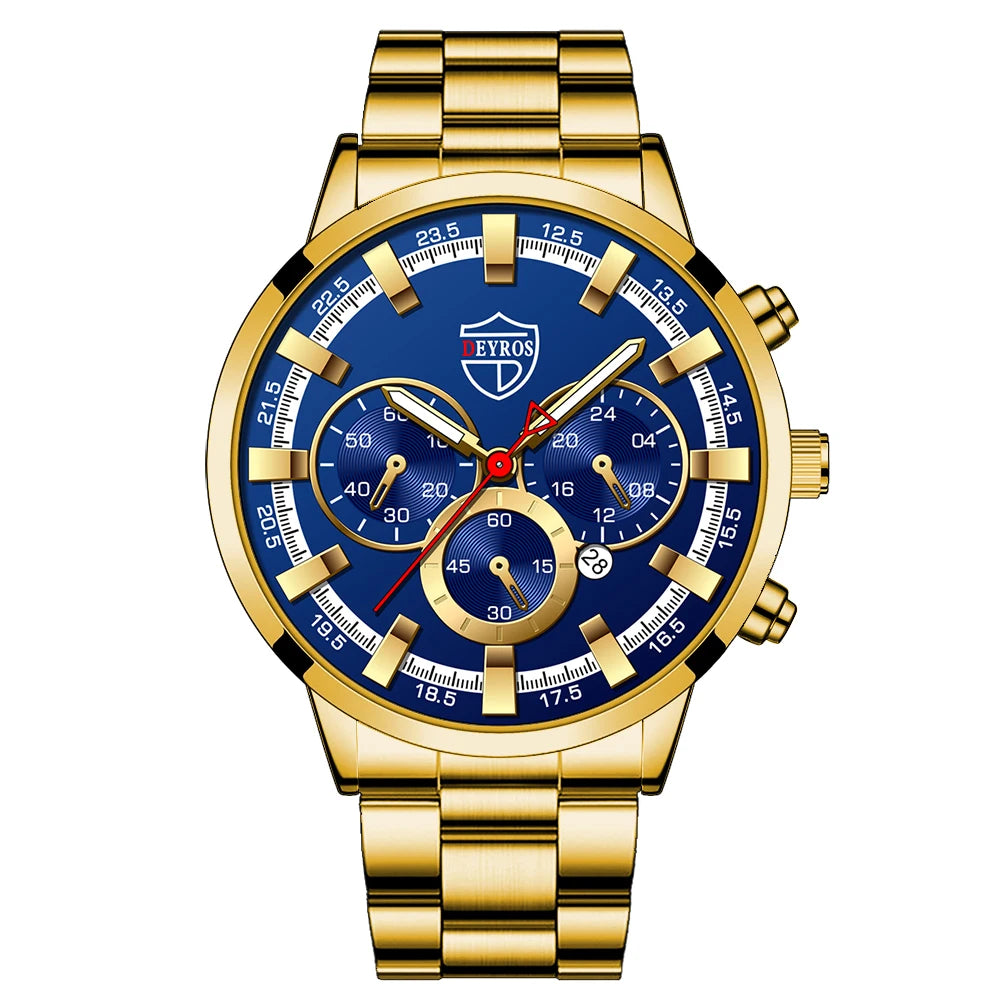 Luxury Mens Watches Men Business Stainless Steel Calendar Date Quartz Wristwatch Male Casual Luminous Hands Clock Montre Homme