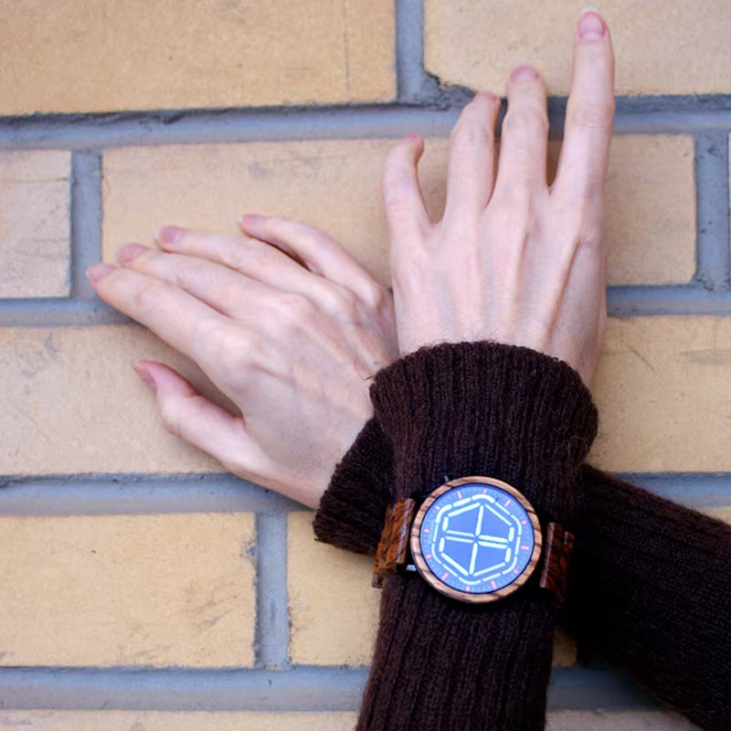 Wood Digital Watch Men Erkek Kol Saati Night Vision Wooden Watches LED Time Display Relogio Masculino in Wood Gift Box