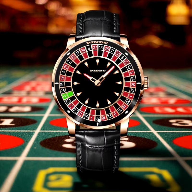 INDU Design Watch NH35A Automatic Mechanical Wristwatches Las Vegas Roulette Diamond Luminous ointer Montre Homme