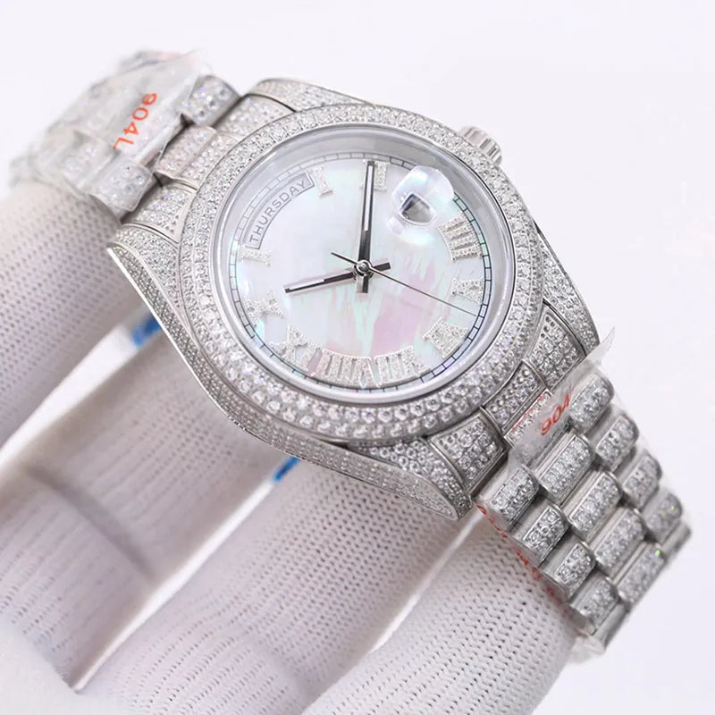 Diamond Watch Automatic Mechanical Movement Men 41Mm Sapphire Wristwatch Classic Business Stainless Steel 904L Wristband Montre De Luxe