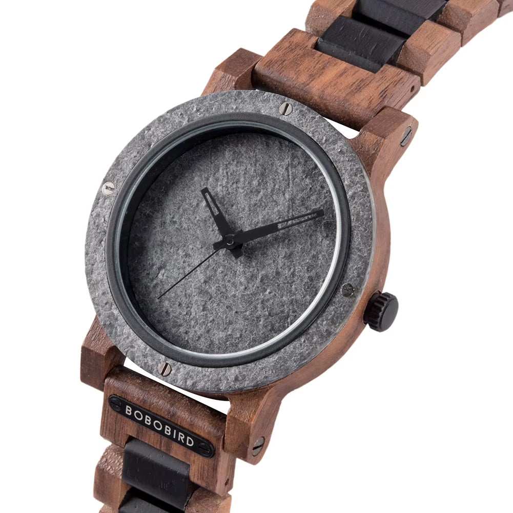 New Design Marble Stone Wooden Watches Men Christmas Gifts Japan Movement Quartz Wristwatches Timepieces Dropshipping