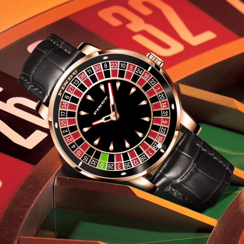 INDU Design Watch NH35A Automatic Mechanical Wristwatches Las Vegas Roulette Diamond Luminous ointer Montre Homme