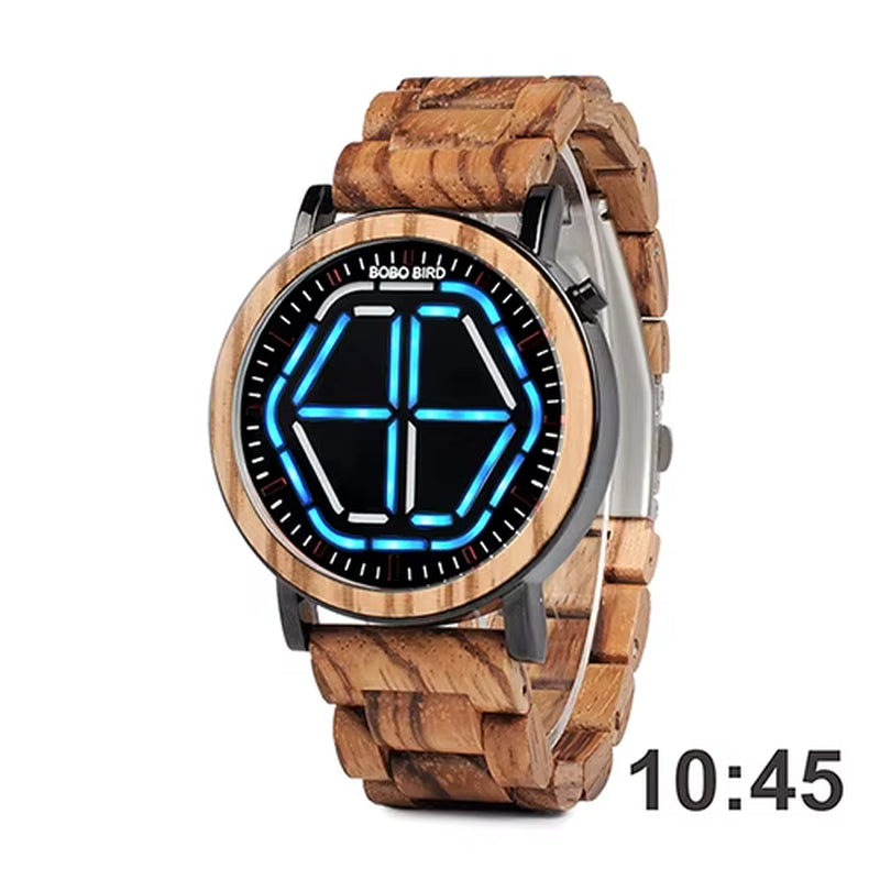 Wood Digital Watch Men Erkek Kol Saati Night Vision Wooden Watches LED Time Display Relogio Masculino in Wood Gift Box