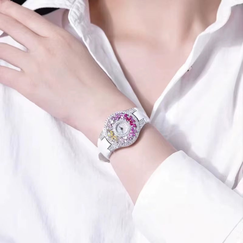 Luxury Brand Woman Watch Qualities Diamond Emerald Watches Ladies Leather Brcalaet Elegant Montre Femme Watch for Women