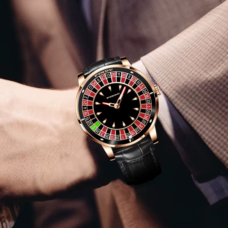 INDU Design Watch NH35A Automatic Mechanical Wristwatches Las Vegas Roulette Diamond Luminous ointer Montre Homme