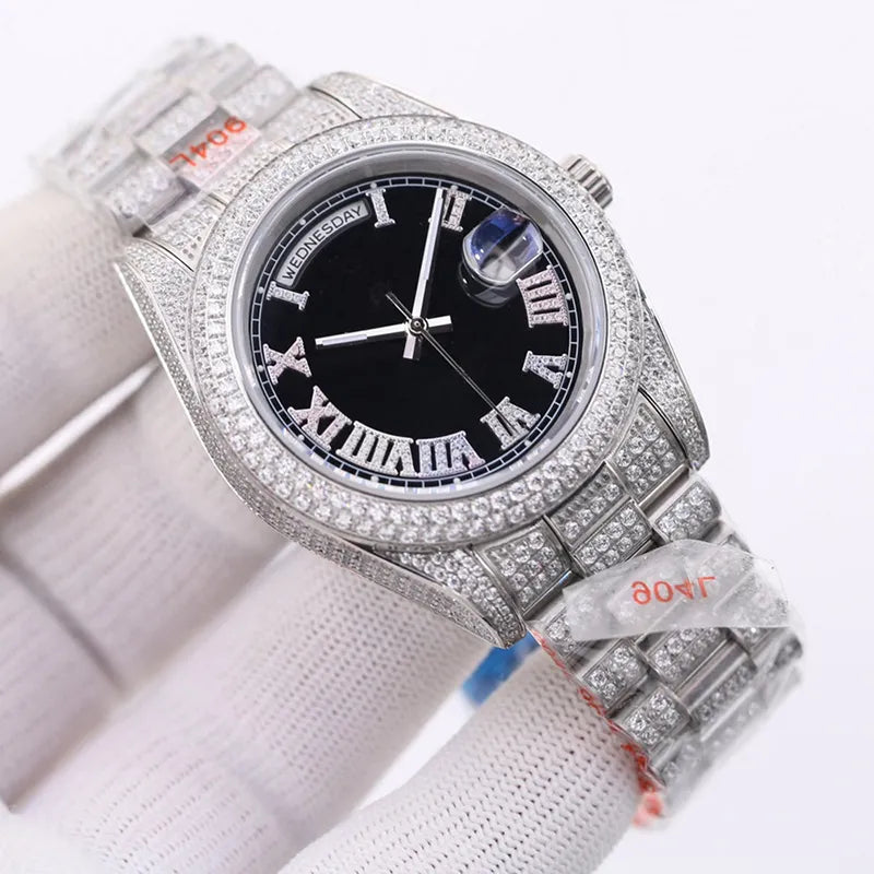Diamond Watch Automatic Mechanical Movement Men 41Mm Sapphire Wristwatch Classic Business Stainless Steel 904L Wristband Montre De Luxe