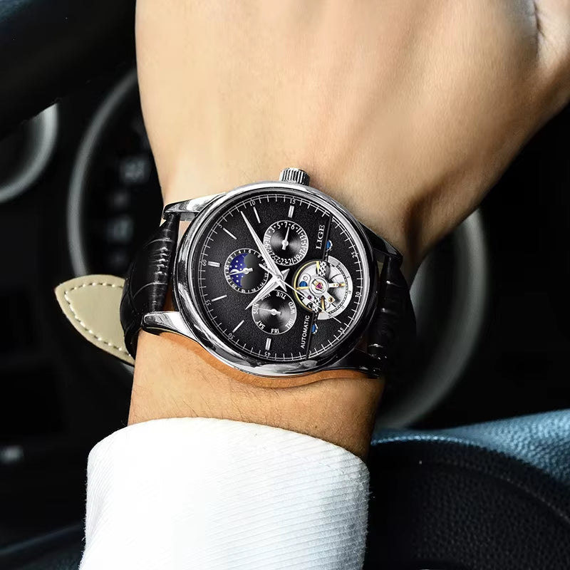 Luxury Brand Men Watches Automatic Mechanical Watch Tourbillon Sport Watches Automatic Date Clock Waterproof Wristwatch+Box