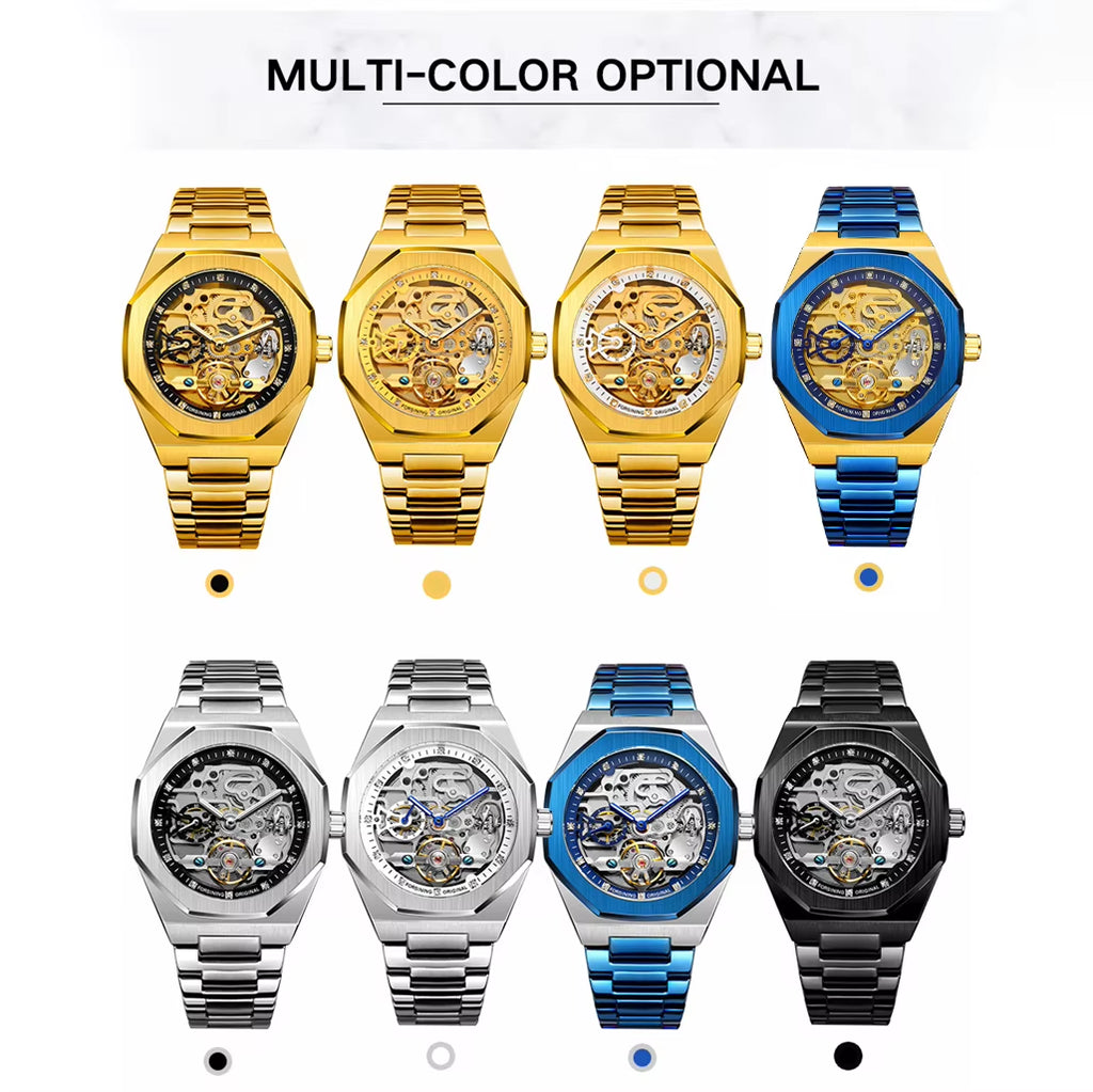 Silver Automatic Watch 3D Hollow Mens Wristwatches Luminous Watches Montre Homme