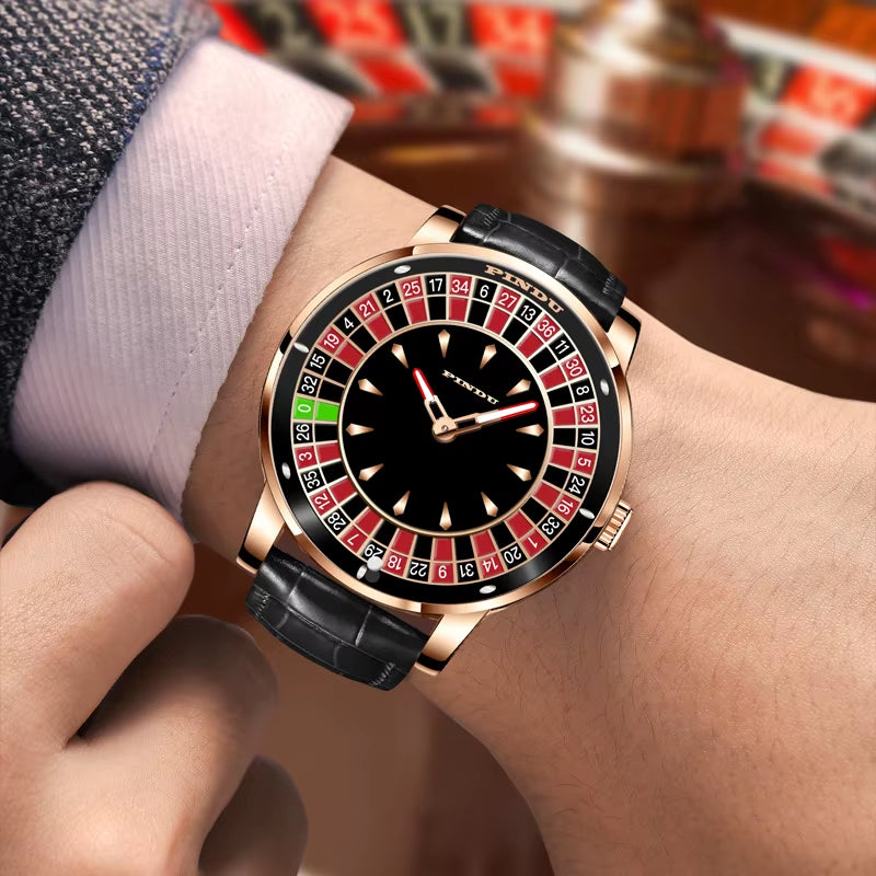 INDU Design Watch NH35A Automatic Mechanical Wristwatches Las Vegas Roulette Diamond Luminous ointer Montre Homme