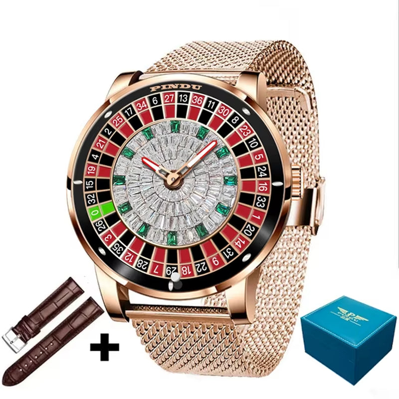 INDU Design Watch NH35A Automatic Mechanical Wristwatches Las Vegas Roulette Diamond Luminous ointer Montre Homme