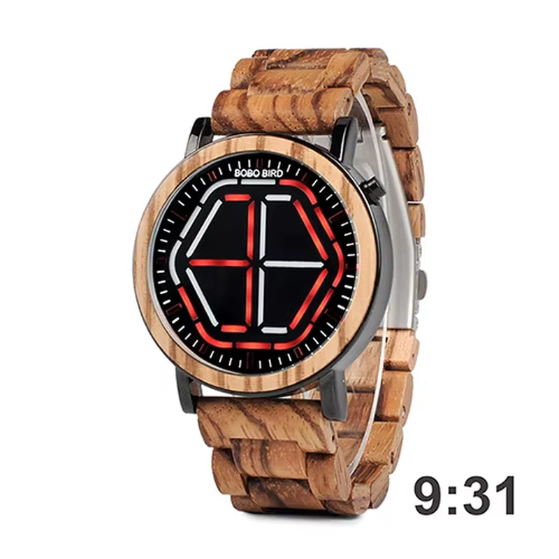 Wood Digital Watch Men Erkek Kol Saati Night Vision Wooden Watches LED Time Display Relogio Masculino in Wood Gift Box