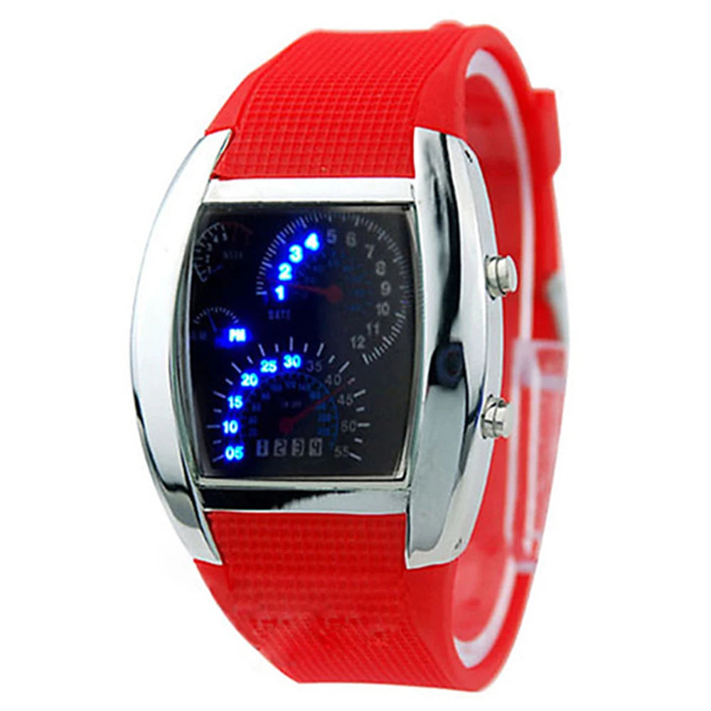 HOT Sales！！！New Arrival Fashion Men Women LED Digital Dashboard Pattern Dial Sport Wrist Watch Gift