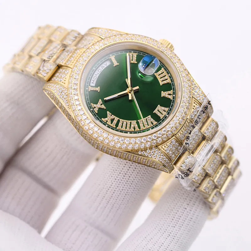 Diamond Watch Automatic Mechanical Movement Men 41Mm Sapphire Wristwatch Classic Business Stainless Steel 904L Wristband Montre De Luxe