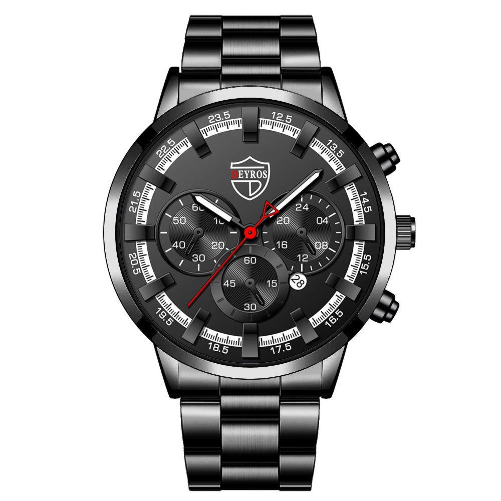 Luxury Mens Watches Men Business Stainless Steel Calendar Date Quartz Wristwatch Male Casual Luminous Hands Clock Montre Homme
