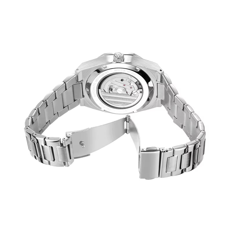 Silver Automatic Watch 3D Hollow Mens Wristwatches Luminous Watches Montre Homme
