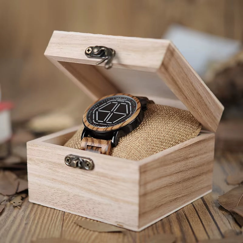 Wood Digital Watch Men Erkek Kol Saati Night Vision Wooden Watches LED Time Display Relogio Masculino in Wood Gift Box