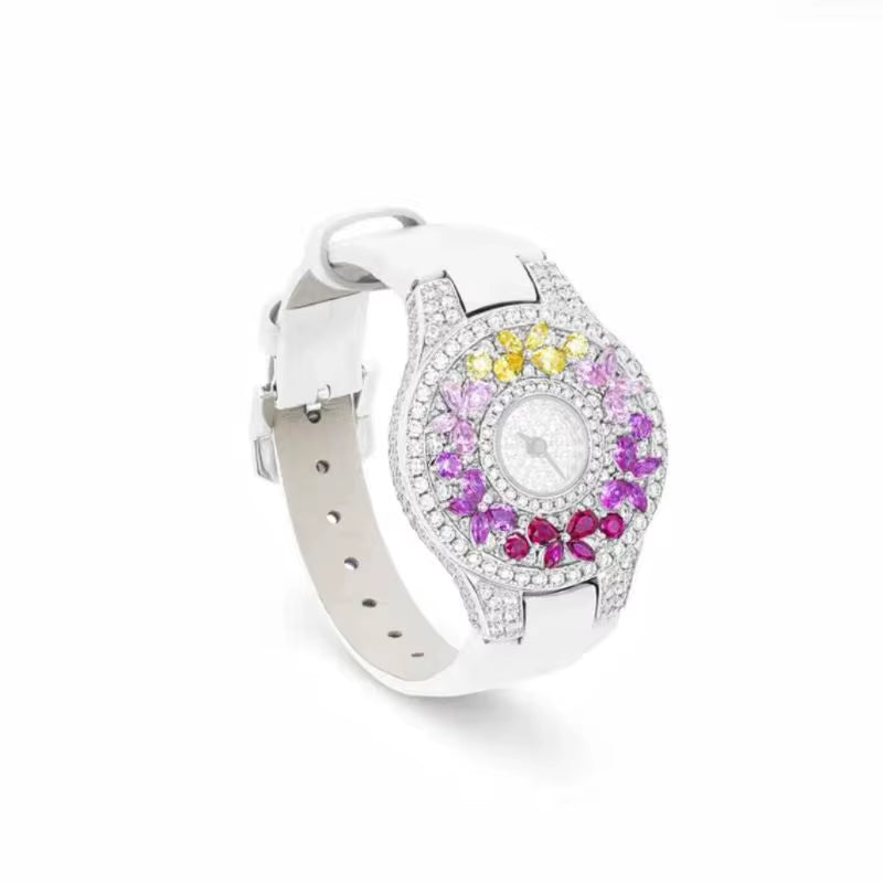 Luxury Brand Woman Watch Qualities Diamond Emerald Watches Ladies Leather Brcalaet Elegant Montre Femme Watch for Women