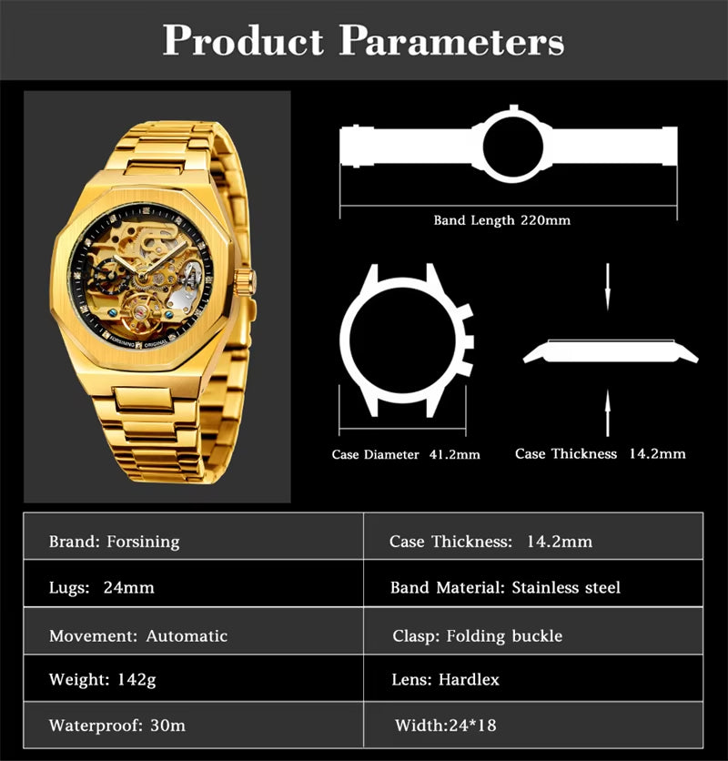 Silver Automatic Watch 3D Hollow Mens Wristwatches Luminous Watches Montre Homme