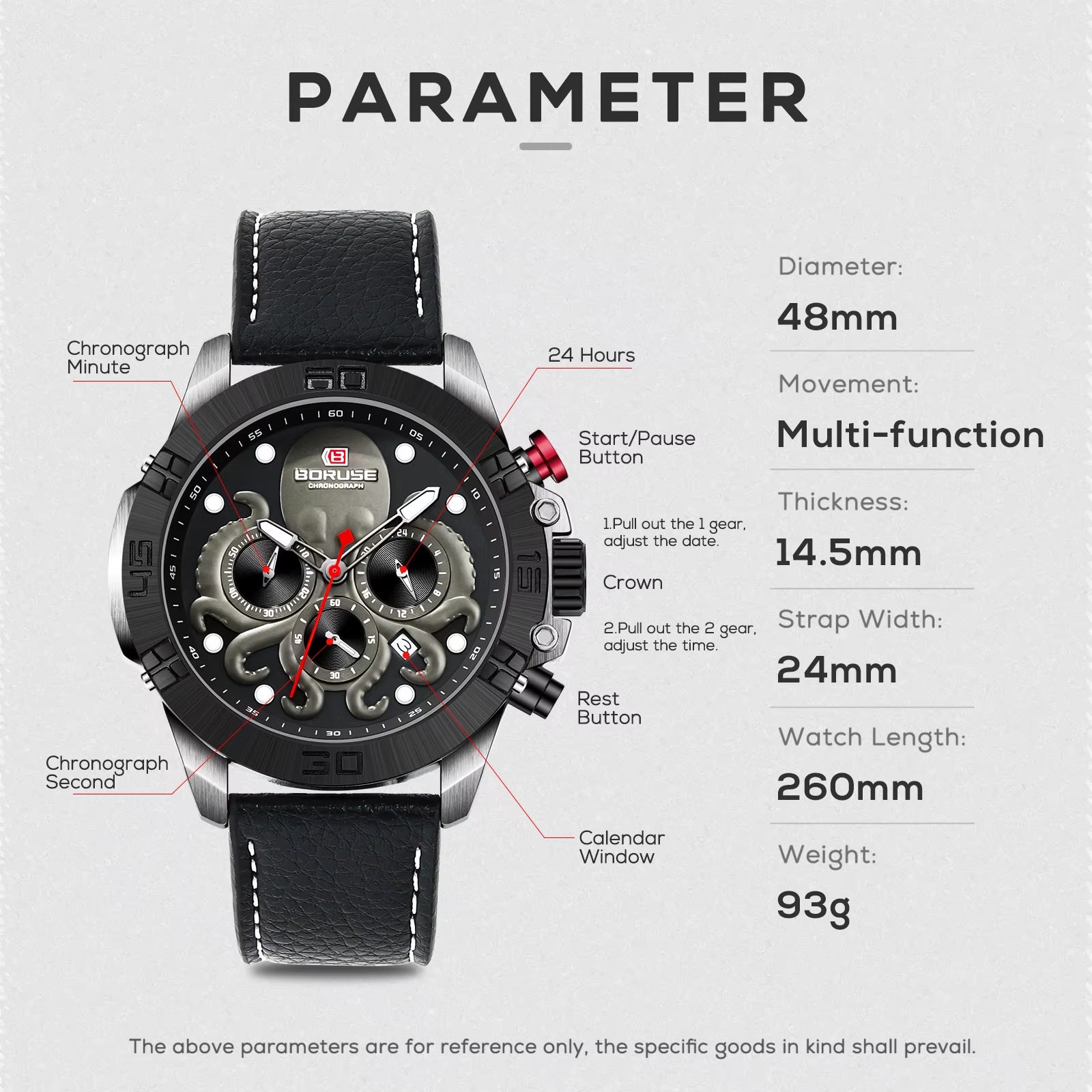 Mens Fashion Octopuses Waterproof Quartz Watches Luxury Men Leather Watch Luminous Male Sports Clock Montre Homme