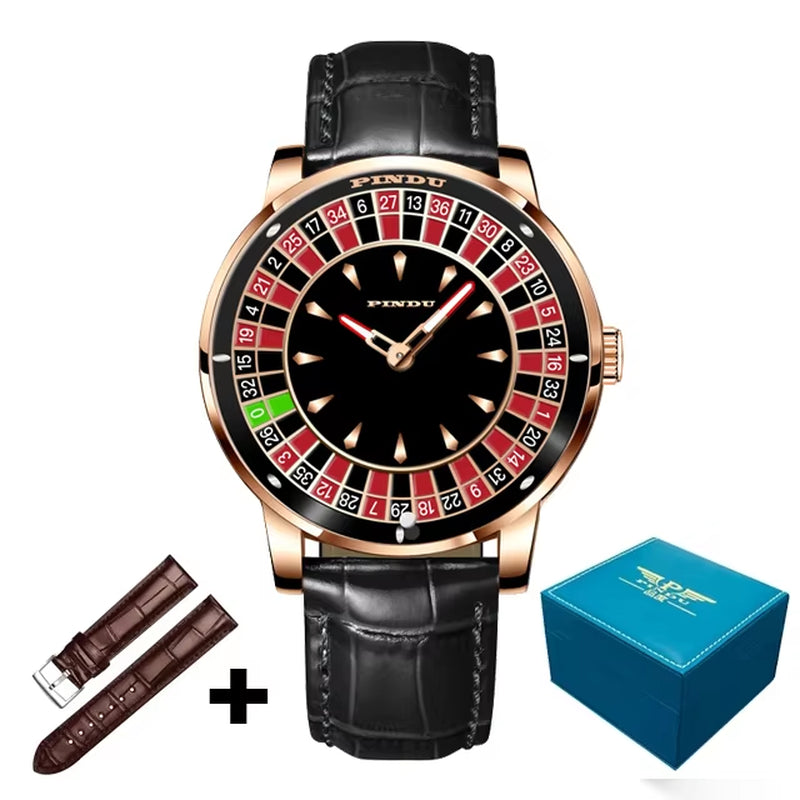 INDU Design Watch NH35A Automatic Mechanical Wristwatches Las Vegas Roulette Diamond Luminous ointer Montre Homme