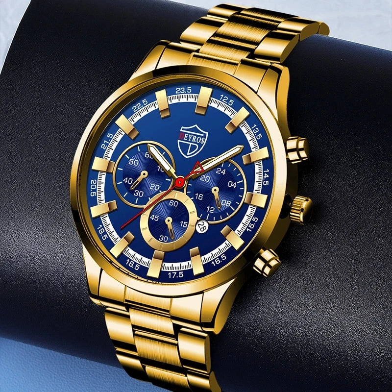 Luxury Mens Watches Men Business Stainless Steel Calendar Date Quartz Wristwatch Male Casual Luminous Hands Clock Montre Homme