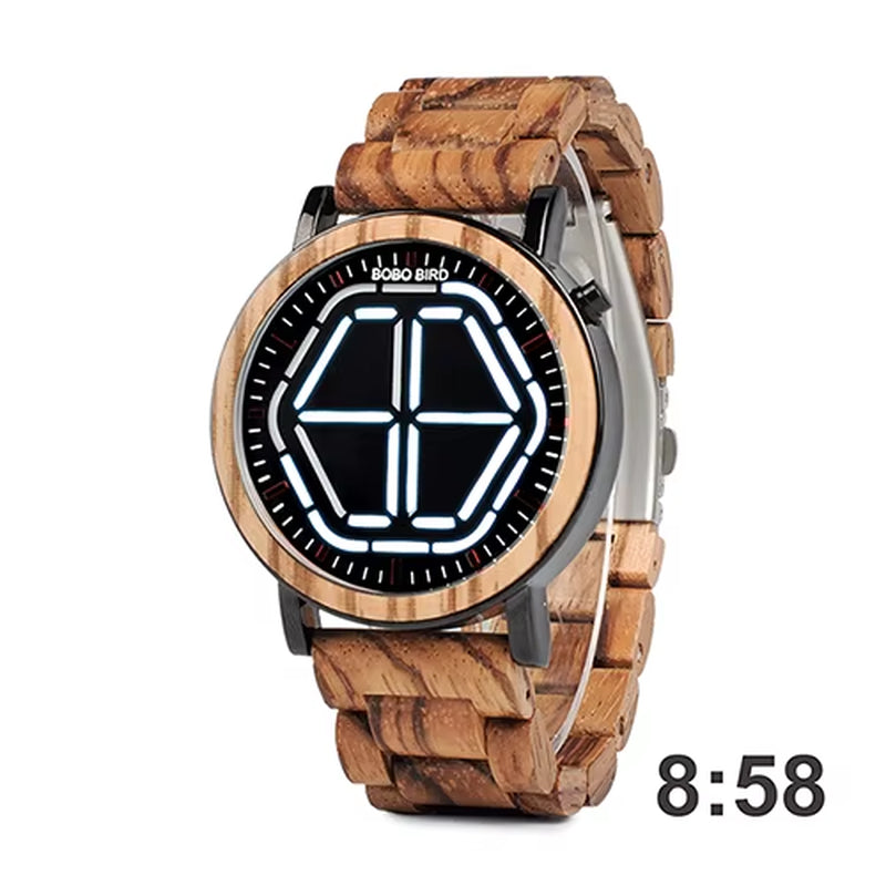 Wood Digital Watch Men Erkek Kol Saati Night Vision Wooden Watches LED Time Display Relogio Masculino in Wood Gift Box