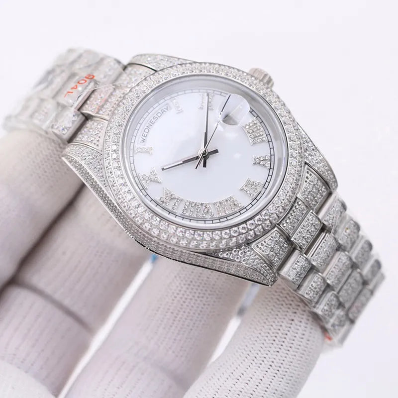 Diamond Watch Automatic Mechanical Movement Men 41Mm Sapphire Wristwatch Classic Business Stainless Steel 904L Wristband Montre De Luxe