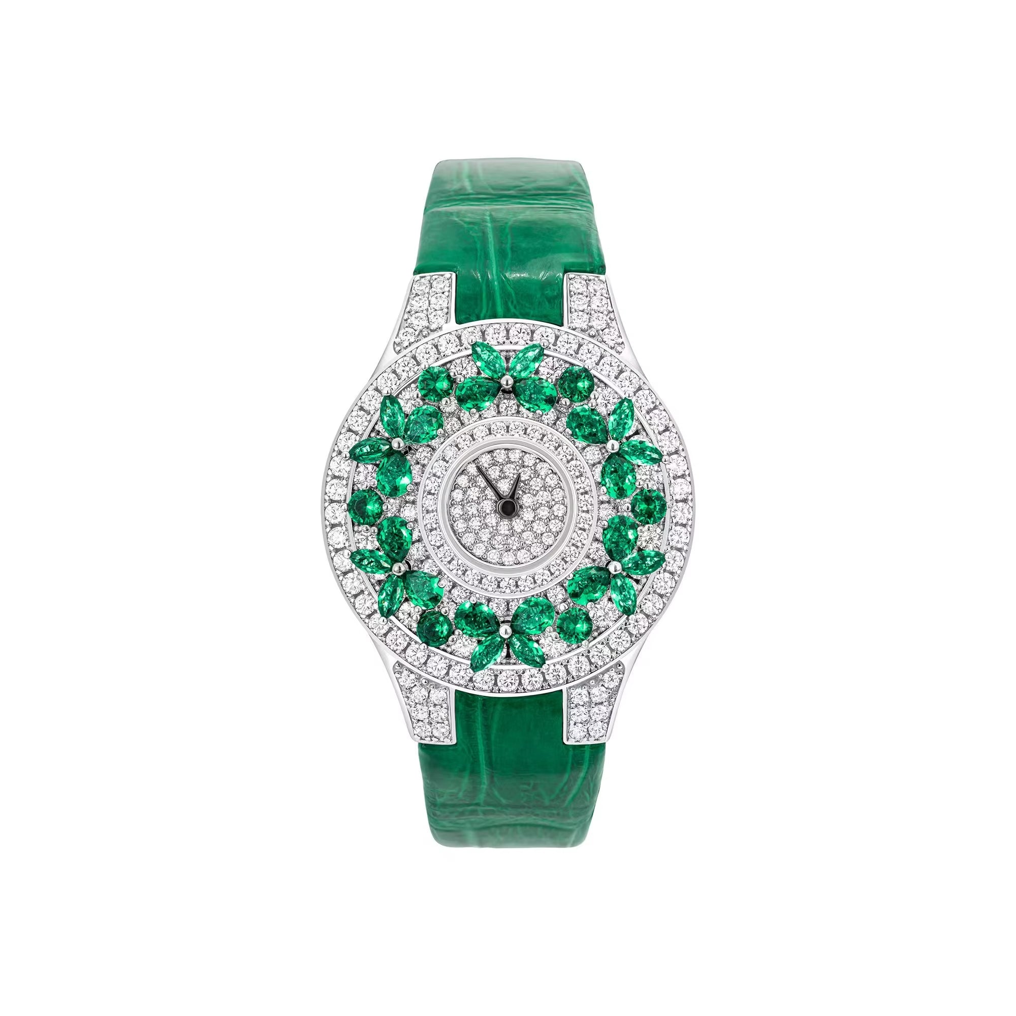 Luxury Brand Woman Watch Qualities Diamond Emerald Watches Ladies Leather Brcalaet Elegant Montre Femme Watch for Women