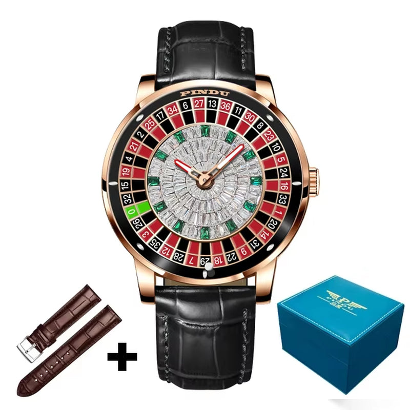 INDU Design Watch NH35A Automatic Mechanical Wristwatches Las Vegas Roulette Diamond Luminous ointer Montre Homme