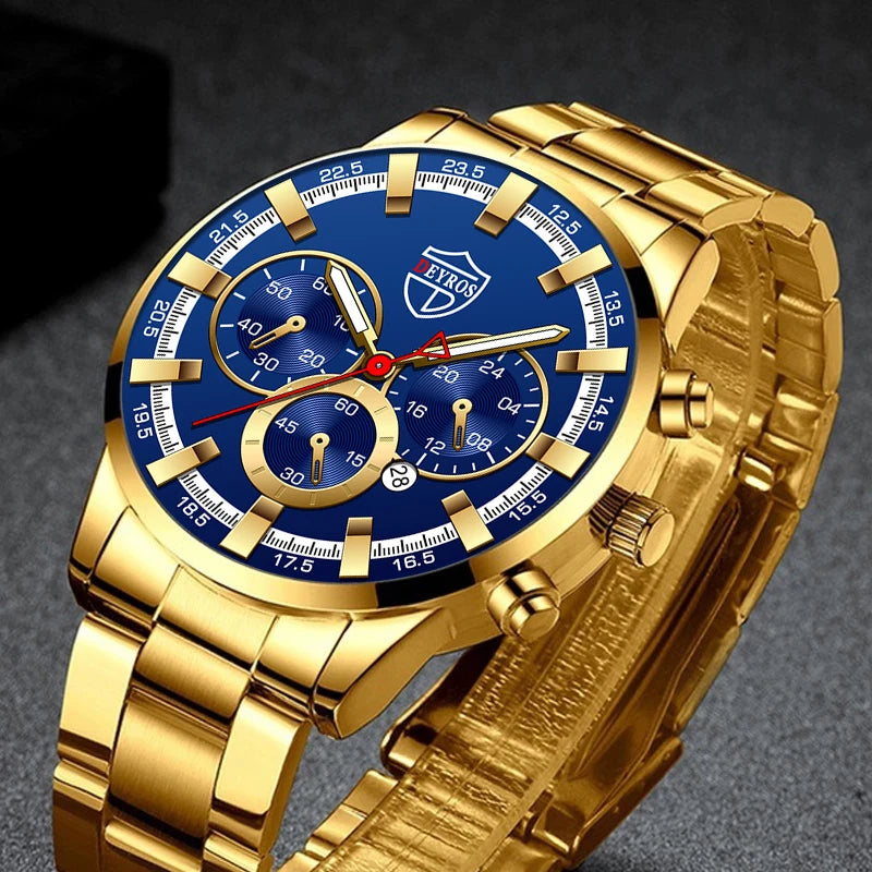 Luxury Mens Watches Men Business Stainless Steel Calendar Date Quartz Wristwatch Male Casual Luminous Hands Clock Montre Homme