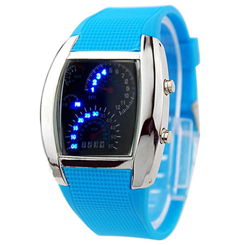 HOT Sales！！！New Arrival Fashion Men Women LED Digital Dashboard Pattern Dial Sport Wrist Watch Gift